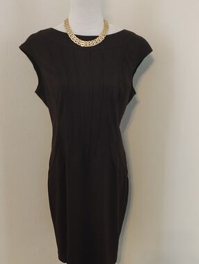 London Times Chocolate Brown dress with pin tuck detailing
